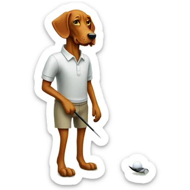 Vizsla playing golf sticker