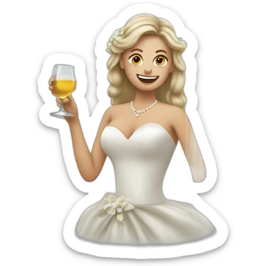 Bride drinking alcohol sticker