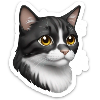 Cat black white  sticker