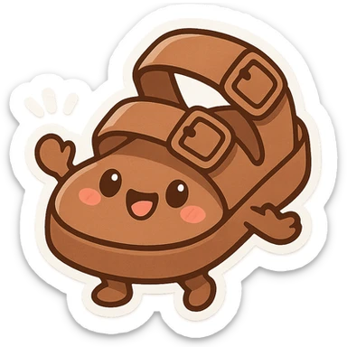 chunky brown sandal, cheerful and lively, cartoon style, chibi stickers style sticker