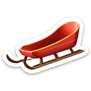 An icon showing a small sled down an icy track. The scene includes dynamic motion lines, icy curves, and a snowy mountain backdrop under a crisp blue sky. Transparent background emphasizes the speed and intensity of the sport. sticker