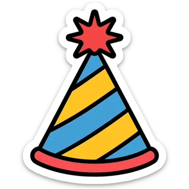 party hat color icon style sticker