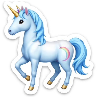 Full boda unicorn happy with hair skyblue sticker