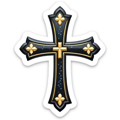 Glitter black cross sticker