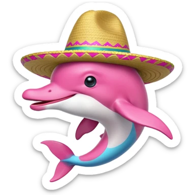 Delfin rosado con sombrero  sticker
