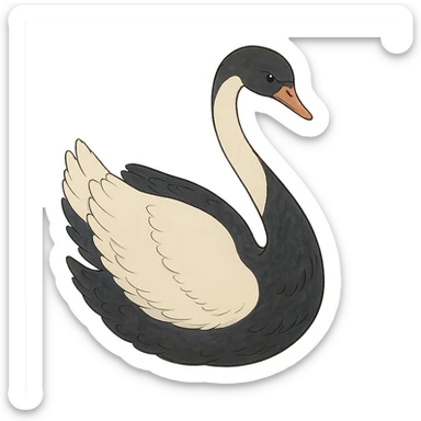 ghibli style elegant half white and half black swan sticker