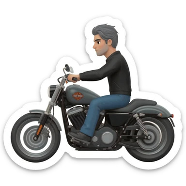 Black and Gray haired white guy riding Harley davidson sticker