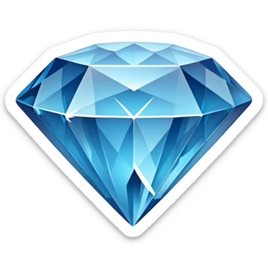 blue diamond gem broken cleanly in half with crystal fracture pattern sticker