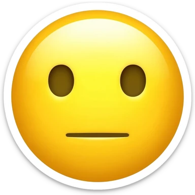 Yellow circle with no eyebrows and nose and the face feeling is neutral and the mouth is neutral its not smiling or frowning it looks like this symbol "—" sticker