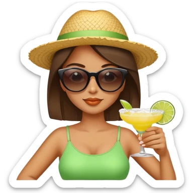 a girl with sunglasses relaxing with a margarita sticker