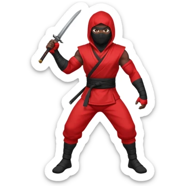 black skin ninja red clothes no weapon full body sticker