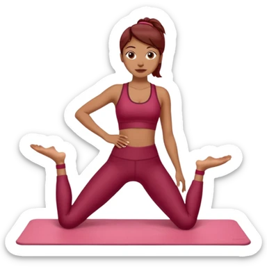 Chica de pilates con ropa color cherry sticker
