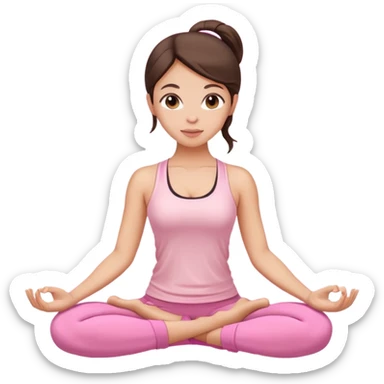 brunette yoga girl light pink clothes n sticker