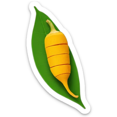 Sliced Tumeric with leaf on the side on white sticker