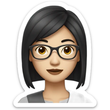 Chinese woman with glasses and black medium hair sticker