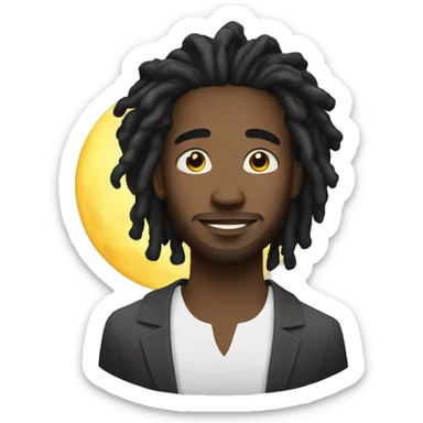 handsome black man with locs and the moon sticker