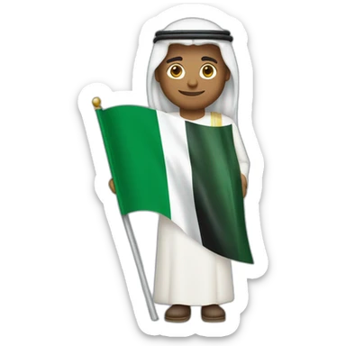 Arabic man holding Saudi Arabia flag sticker