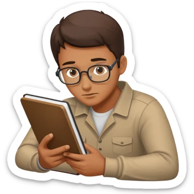 a man studying hard sticker