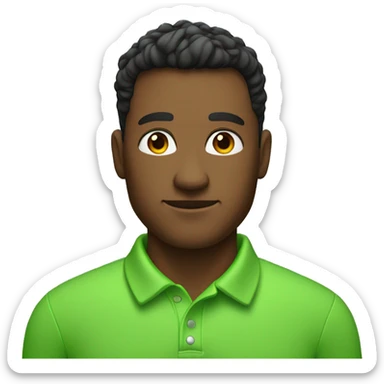 a guy with strong and broad shoulders wearing an apple green polo shirt sticker