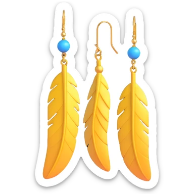 3D emoji-style feather earrings, soft and whimsical sticker