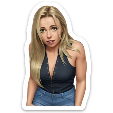 blonde girl in denim jeans sticker