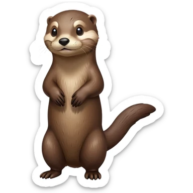 cinematic-noble [otter]-realistic-full-body-standing-emoji,-tail-tucked-close,-head-tilted-dramatically,-sleek-[brown]-fur,-simplified-yet-realistic-focused-features,-highly-detailed,-glowing-with-an-almost-sarcastic-glow  expressive eyes sticker