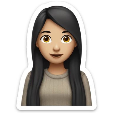 White girl with black hair in a cozy outfit sticker