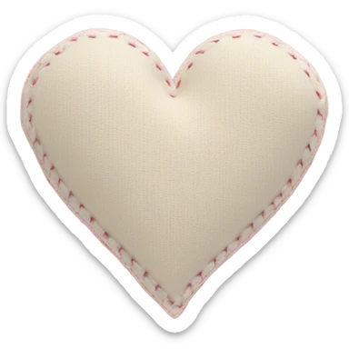 Fabric cream and pink heart with white stitching sticker