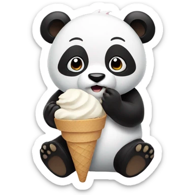 Panda eating ice cream sticker
