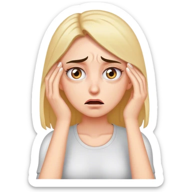 Stressed woman with eye twitch sticker