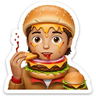 persona comiendo hamburguesa sticker
