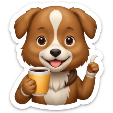 Dog with a cup of coffee sticker