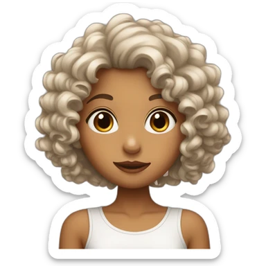 Girl with curly hair brown kissing you sticker