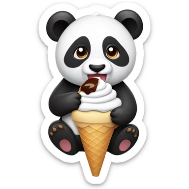 Panda eating ice cream sticker