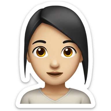 asian girl with dark brown eyes and long straight black hair sticker