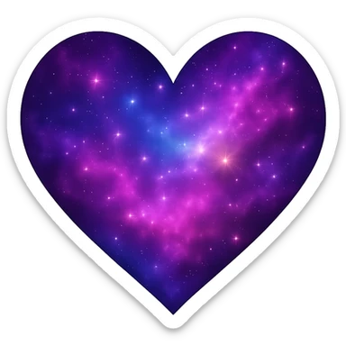 Isolate the heart with a cosmic nebula effect, no background, in a gpt-image style. sticker