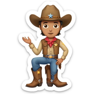 Cowboy with a star on his shirt, wearing a cowboy hat and boots sticker