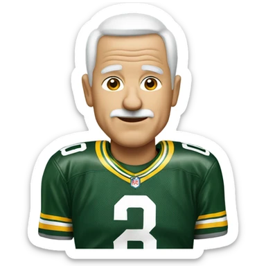 Old guy white buzzed hair with packers jersey number 4  sticker