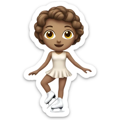 White Figure skater with brown hair wearing a skating dress sticker