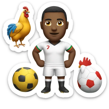 Joueur de foot avec coq sur le maillot blanc sticker