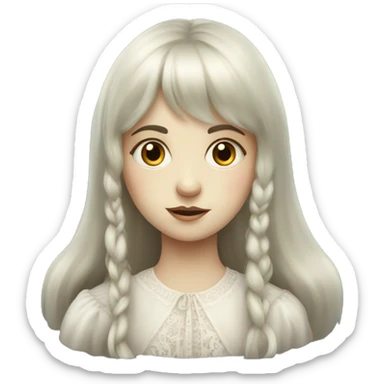victorian ghost russian girl with long hair and bangs sticker