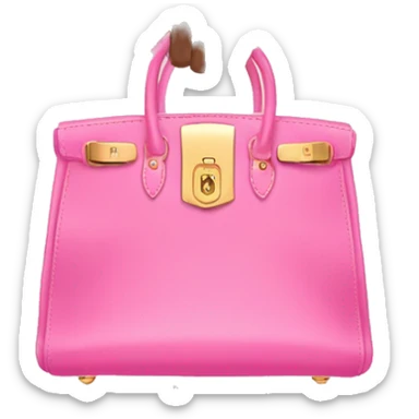 hand with gold nails holding pink birkin bag sticker