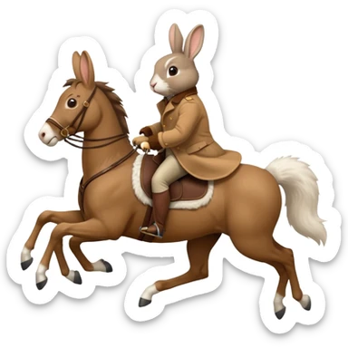 Exciting rabbit galloping on the back of 4 legs horse sticker