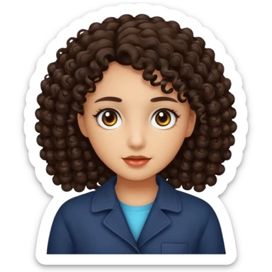 a girl with curly dark brown hair and dark brown eyes sticker