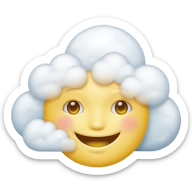 Yellow circle face covered in clouds cover a mouth sticker