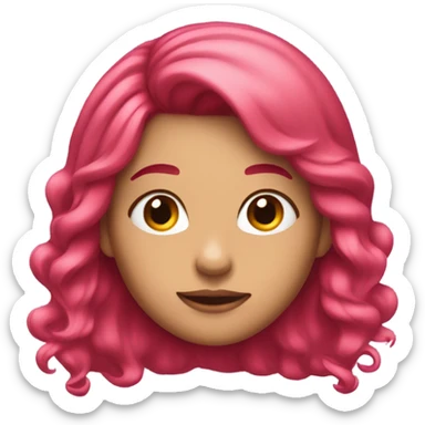 girl with front hair pieces pink, rest of hair is red sticker