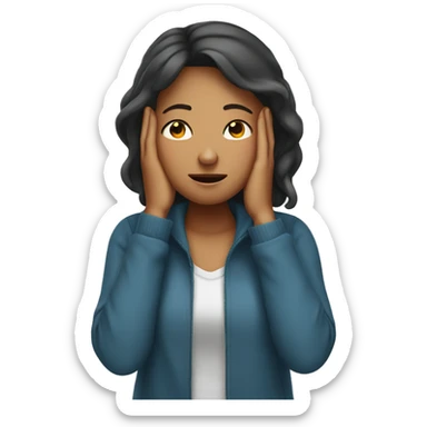 Girl covering her ears with eyes closed sticker
