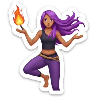Poi fire performed with long purple hair sticker
