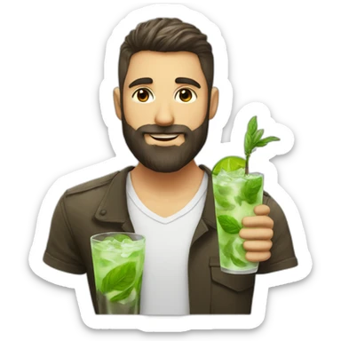 beard hair shaved boy with beard and with mojito sticker