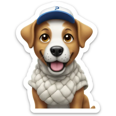 A dog playing baseball in the snow sticker
